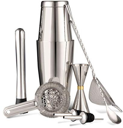 SHALOLY Coctelera Bar Set Salón de Acero Inoxidable Copa Coctelera Coctelera 8pcs / Set