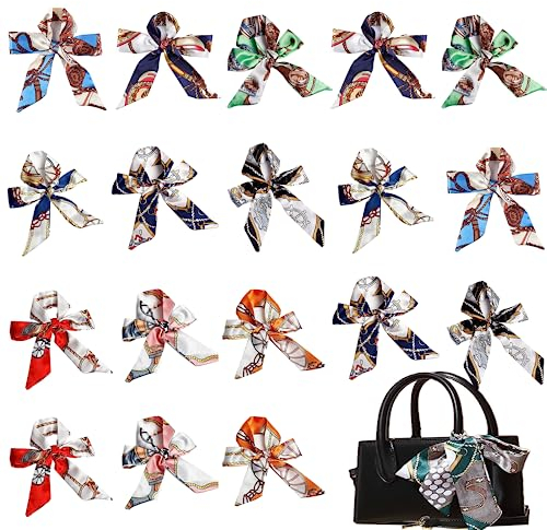 JIAMIAN 18 Pezzi Fashion Bag Scarf, Capelli Fascia, Handle Wrap Ribbon Neckercheif Scarf, Raso Lungo e Sottile Nastro Sottile Alla Moda, Adatto Per Capelli, Borse, Collari (Multicolor)