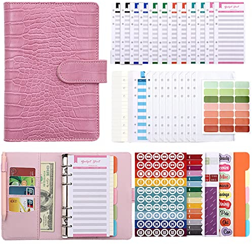 A6 Ringbuch Budget Planner,Budget Binder,Geld Organizer,Geld Sparen Mappe,6 Löcher Binder Notizbuch mit Klar Geldumschläge Organizer,Binderumschlägen,Budgetblätter,Etikettenaufklebern,Schreibpapier