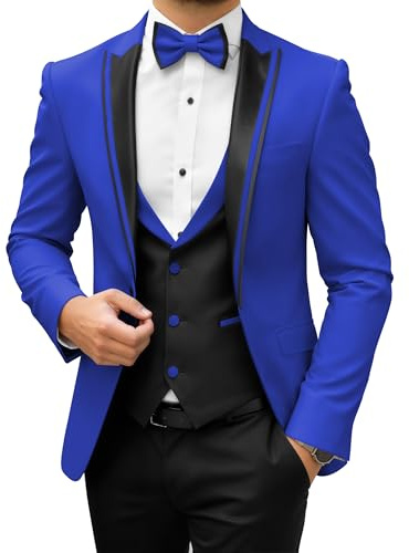 SUZHIMO Mens Suits 3 Piece Tuxedo for Men Slim Fit Royal Blue Tuxedo Prom Wedding Suit for Men Formal Business Suits, 5XL