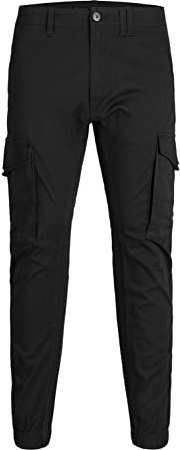 Joggingbyxor för män Cargo Jack & Jones Paul FLAKE AKM 542 Twill Denim byxor med elastiskt midjeband, Fantom, 30W / 30L