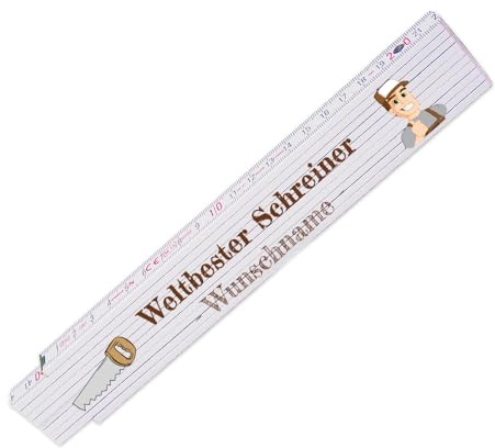 Zollstock – Weltbester Schreiner - personalisiert mit Namen - Glieder-Maßstab mit Wunsch-Namen - Meterstab individuell bedruckt