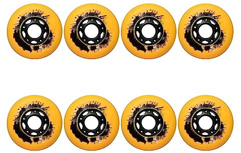JHKJ 8er-Pack Inline-Ersatzräder, 72 mm, 76 mm, 80 mm, Inline-Räder, Härte 82A, Inline-Ersatzräder für Outdoor/Indoor,Gelb,76mm
