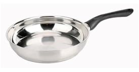 Baumalu, Primo Stainless Steel Frying Pan 24 cm – Suitable for All Heat Sources Including Induction – Cold Bakelite Handle – Quick Temperature Rising – Ideal for Seared Meats