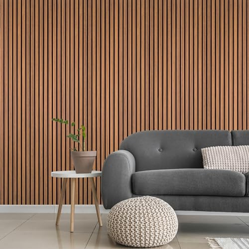 Decoranddecor Acoustic Slat Wood Wall Panels and Ceiling Panelsling Decorative 3D MDF 120 cm x 60 cm Walnut
