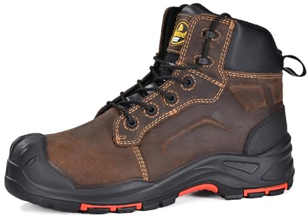 SAFETOE Stivali di sicurezza M-8552 Mens Wide Fit Non-acciaio composito Toe stivali da lavoro ESD antistatico resistente all'acqua in pelle di mucca Heavy Duty Anti-chiodo Piastra composita