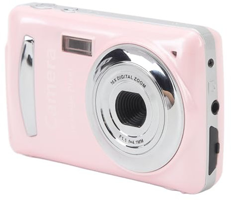 Digital Camera, 1080P Full HD 16X Zoom 64MP Digital Point and Shoot Camera, 2.4 Inch IPS Screen Auto Focus Vlogging Camera for Kids Teens Adult Beginner (Pink)