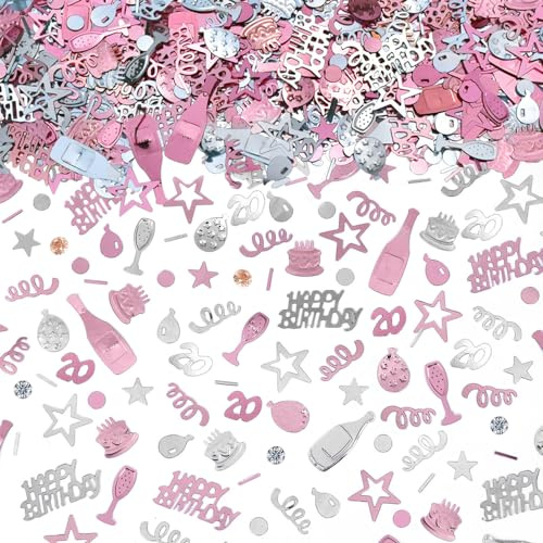 AIVEKE Konfetti 20 Geburtstag Deko - Glitzer Rosegold Happy Birthday Konfetti Partydekoration Geburtstag Streudeko Geburtstag Deko Tischdeko Geburtstagskonfetti
