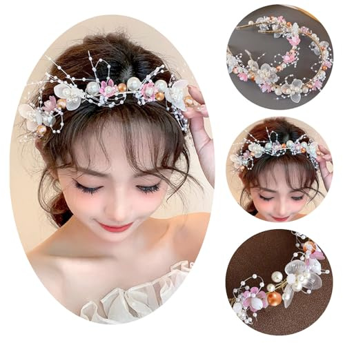 Haarschmuck Hochzeit Kommunion Blumenkranz Stirnband Haarband Mädchen, Rosa | Hochzeit Blumenkranz