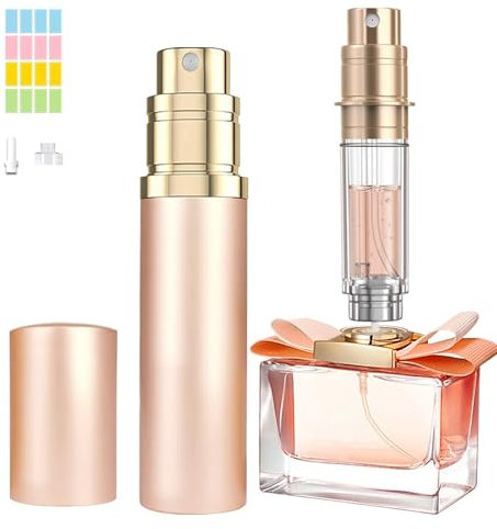 JOOMOKO Perfume Atomiser, 5ML Perfume Travel Bottle, Refillable & Travel Size Perfume Spray Bottle Easy to Refill Cologne Dispenser for Women Men(Rose Gold)