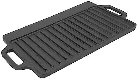 Topyond Bistecchiera Pietra, Piastra Grill per Induzione, Griglia per Piastre ad Induzione con Rivestimento Antiaderente, Doppio Manico per Grigliare Adatta a Tutti i Piani Cottura 46x23cm Nero
