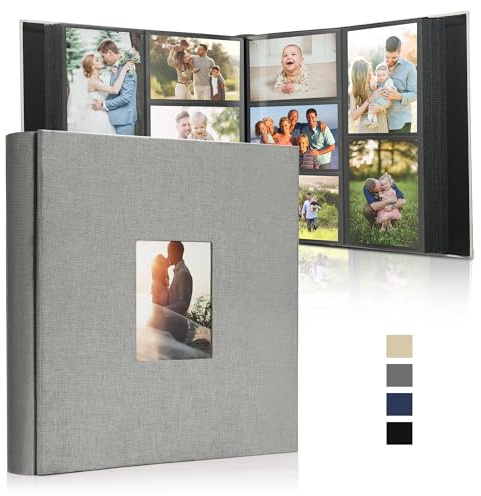 DazSpirit Photo Albums 6x4 Inch 1000 Pockets Slip In, Customizable Linen Cover Photo Album, Extra Large Capacity, Holds Landscape and Portrait 10x15cm Picture, Ideal for Wedding & Family Photo Books