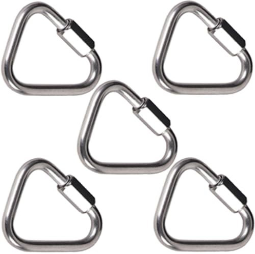 5 Pcs Mousquetons Triangulaires en Acier Inoxydable Maillons Mousqueton a Vis,Quick Link Petits Mousquetons à Vis en Acier Inoxydable,pour Sac à Dos,Extérieur Camping,Randonnée,Voyage,Sport,Escalade