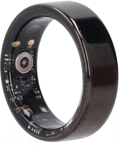 Annadue Anillo Inteligente, Anillo de Rastreador de Ejercicios con Sincronización en Tiempo Real, Carga Magnética, Resistente Al Agua IP68, Acero Inoxidable, Apariencia Simple