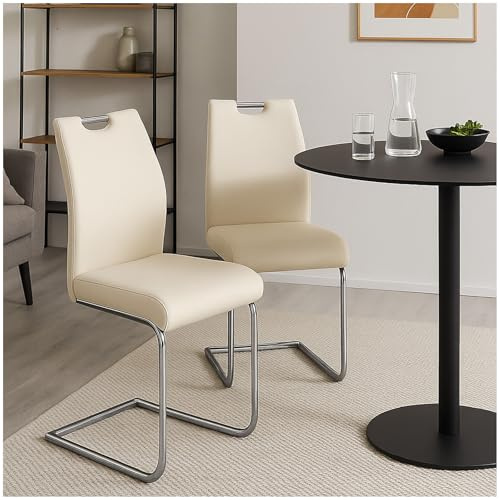HTI living Esszimmerstuhl 2er Set Cremeweiß Nelly Schwingstuhl Wartezimmerstuhl