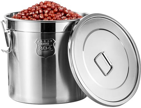 MNIHSFRTY Secchio sigillato in Acciaio Inossidabile Contenitore ermetico Barile ermetico con coperchi ermetici Contenitori per Alimenti per Olio Acqua Riso Farina Grano, 10L