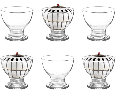 Reldor Sundae Glasses Set of 6 – Sundae & Ice Cream Dessert Cups, Prawn Cocktail Glasses, Trifle Bowls - Ideal for Fruit Salads, Pudding Dishes – Footed Glass Dishes