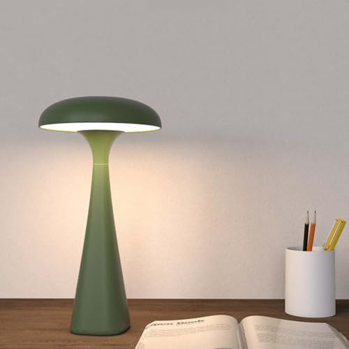 AoLa Tischlampe Kabellos LED Pilzlampe Akku Tischleuchte Dimmbare mit Touch Control Pilz Lampe USB Aufladbar Batterie Nachttischlampe Ohne Kabel Flowerpot Lampe Innen Außen Tragbare Nachtlicht,Grün