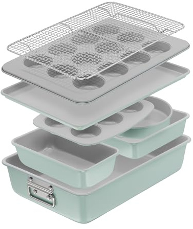 Tefal Ceramik Set 8pièces, Moules à gâteaux, Plat à four, Revêtement céramique, Résistant, Démoulage facile, J175S804
