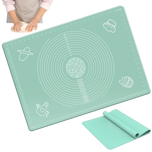 YIHAOH Spianatoia per Impastare, Spianatoia Silicone Antiaderente, con Funzione Tappetino Silicone per Impastare di Misurazione per Pizza, Pane, Biscotti, Fudge, Torta