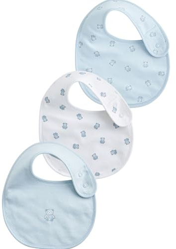 NEXT Bambini Confezione da 3 bavaglini per neonati in 100% cotone Blue/White Bear one size