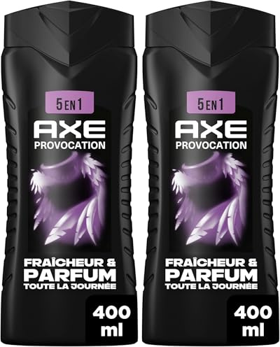 AXE - Gel Douche Homme 5en1 - Provocation - 24h Hydratant - 87% d'Ingrédients d'origine naturelle - Parfum noix de coco et poivre noir - 400ml (Lot de 2)