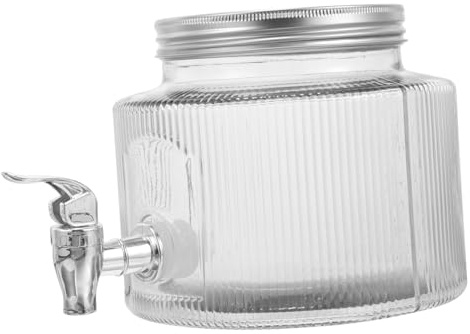 Mipcase Dispensador de Bebidas de Vidrio con Grifo y Tapa Hermética para Té Cócteles y Agua para Fiestas y Reuniones