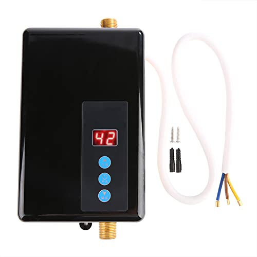 5.5KW Mini Instant Electric Water Heater,Tankless Water Heater Shower Hot Water System for Kitchen Bathroom Washin (Black)