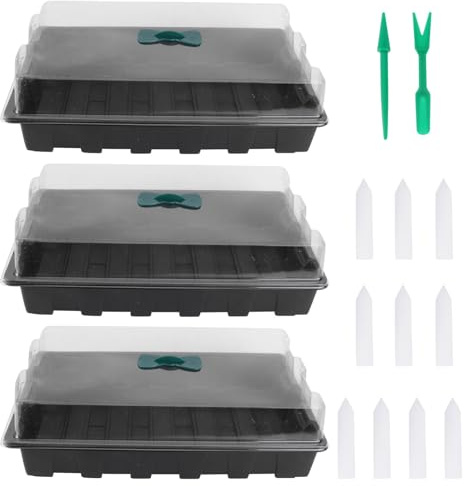 Veemoon Set 3 Scatole Germinazione Coperchio, Vassoi per Piantare Semi, Coltivazione Piante Indoor e Outdoor, Plastica Resistente Chiusura Ermetica per Mantenere umidità e Calore