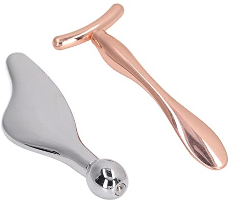 Jonlaki 2-teiliges Gesichtsroller-Set aus Zinklegierung für die Augenhaut und Gesichtswerkzeug, Massagegerät für eine Verbesserte Hautpflege