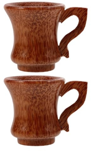 NIYANGLE 2 Copas de Vino de Madera Natural con Tallo, Diseño Redondo y Patrón Único de Grano, Copas Multifuncionales para Vino, Té y Bebidas, Tazas de Madera para Uso en Exteriores