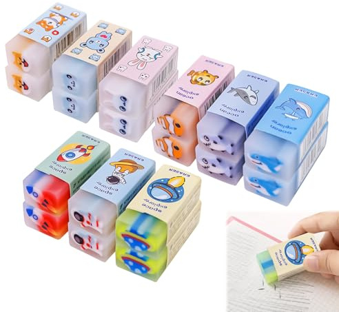 Radiergummi Mit Duft Eraser Radiergummi Set, 18er Duft-Radiergummis in Bunten Farben, Als Geschenk Zum Kindergeburtstag, Belohnung Im Unterricht, Mitgebsel Für Partys, Schulartikel
