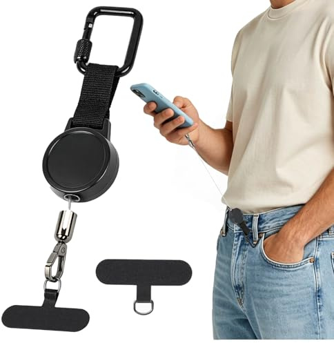 KixMalkinly Anti-Theft Phone Tether Lanyard, Retractable, Black