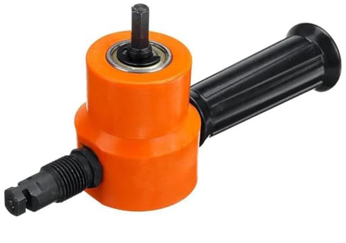 Gishbjka Adjustable Double Headed 360 Degree Sheet Metal Nibbler Drill Attachment with Extra Punch Functionality