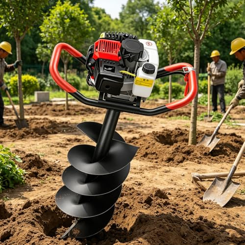Qiang Trivella a Scoppio 199cc con Motore 4 Tempi, Mototrivella per Trapanare a Terra, Adatta per Installazione Recinzioni, Piantagione, Orto e Giardino, Struttura Resistente e Pratica 6cm