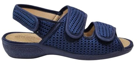 VULCA-BICHA S.L. - Vulca-Bicha 706 Zapatilla de Casa Abierta en Rejilla Transpirable - Color Marino - Triple Ajuste Regulable para Pies Delicados - Fabricado en España - TEXTIL para: MUJER color: MARI