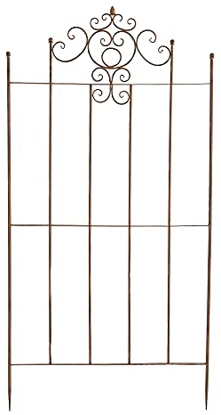 CLP Eisen-Rankgitter Paula im rustikalen Landhausstil | Rankzaun mit stilvollen Verzierungen erhältlich, Farbe:antik braun