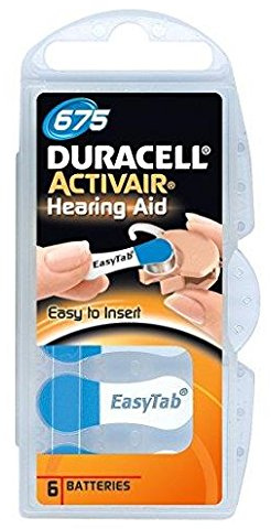 Duracell 2 Stück HighEnergy Hörgeräte-Batterie 6 Activair EasyTab Da 675