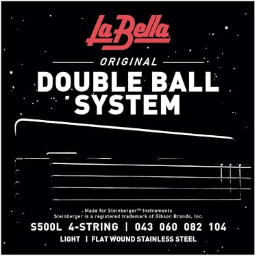 La Bella S500L Double Ball SystemLight Flat Wound Stainless Steel 4- String 43-104
