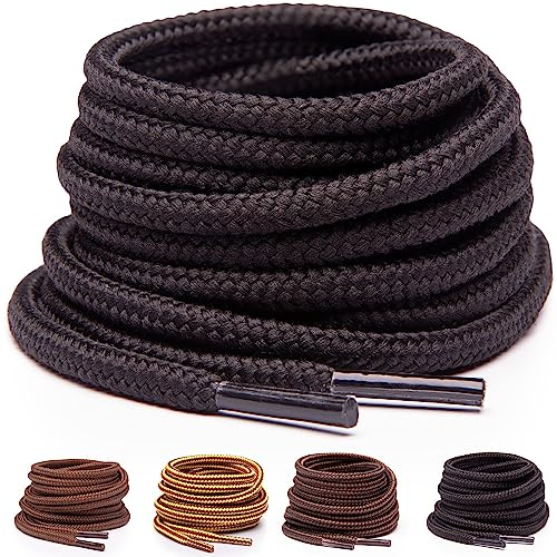 Miscly Lacci per Scarpe Rotondi [3 Paia] Stringhe Robuste e Resistenti - Ideali per Scarpe Da Trekking e Da Montagna, Scarponi, Scarponcini e Stivali - Diametro 5mm