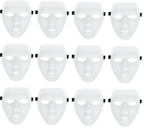 TK Gruppe Timo Klingler 12x Maske weiß - Theathermaske zum bemalen unbemalt basteln Anonymous Phantom Masken - Karneval & Fasching & Halloween - Fastnachtskostüme