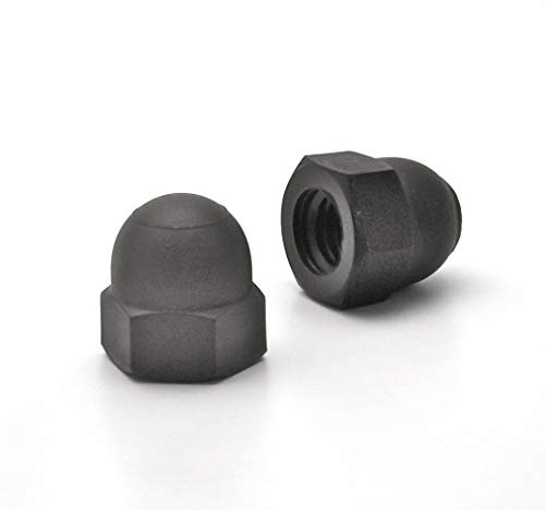 Ajile Kunststoff Hutmutter DIN1587 Schutz Mutter Isolierend aus Polyamid SCHWARZ mit 6 mm M6 Metrisches Innengewinde für 10 mm Schlüssel - 20 Stücke - UBO106x20-FBA