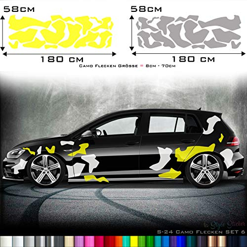 1A Style Sticker Seitenaufkleber Auto Tarnfelck Aufkleber Set 2 Farbig WUNSCHFARBE Camo Camouflage Autosticker Auto Seitenaufkleber Streifen Muster