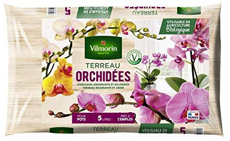 Vilmorin Blumenerde, 5 l, Pflege und Pflege für alle Orchideensorten, Braun