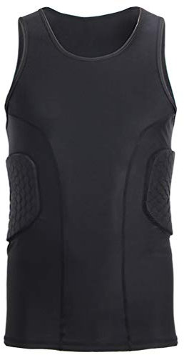 Minimal Su Chemise sans Manches rembourrée pour Homme Équipement de Protection Sport Débardeur de Basket-Ball Rugby Gilet de Compression rembourré Noir M