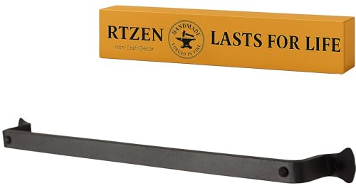 RTZEN Farmhouse Towel Rack - Wrought Iron Kitchen Towel Bar - Matte Black - 17 Rack Fits 14 Towels (Medium) - Bathroom & Office
