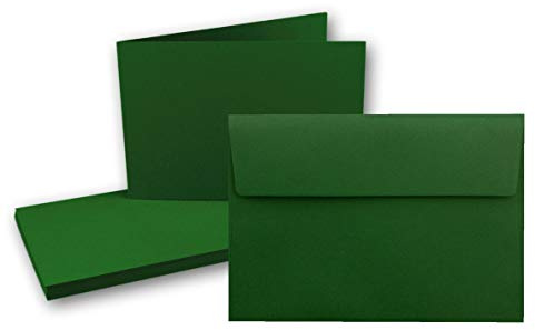 250x DIN A6 Faltkarten SET- Dunkelgrün - Doppelkarten querdoppelt inkl. Umschlag mit Haftklebung - 10,5 x 14,8 cm - DIN A6 / C6