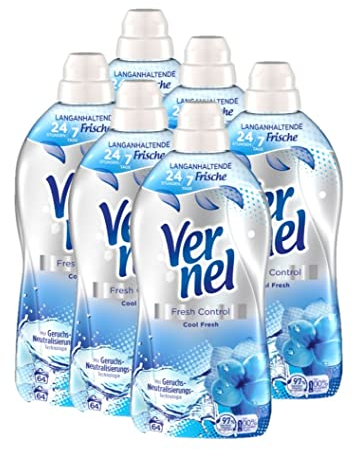 Vernel Fresh Control Cool Fresh, Weichspüler, 384 (6x64) Waschladungen, für einen langanhaltenden Duft und traumhaft weiche Wäsche