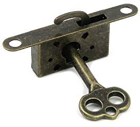 Coshar Kleines bronzefarbenes Schloss, antikes Messing, bündig montiert, Schranktürschloss mit Schlüssel, Einsteckschloss für Schmuckschatulle oder Möbelschubladen, 2 Stück