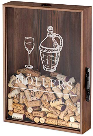 Maverton Kronkorkensammler Korkensammler mit Gravur + mit Flaschenöffner - Deckelsammler zum Aufhängen personalisiert -Geschenk Hochzeit Hochzeitstag Paar -44,7x32x8cm -aus Holz -Liter an Erinnerungen
